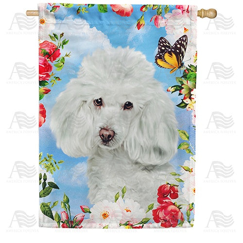 Pretty Poodle Closeup Double Sided House Flag