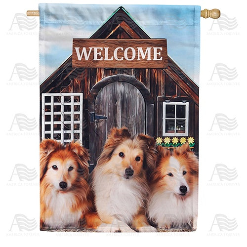 Collies Welcome Double Sided House Flag