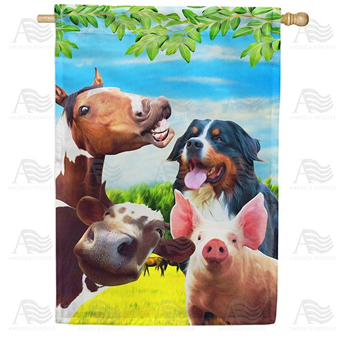 Funny Farm Friends Double Sided House Flag