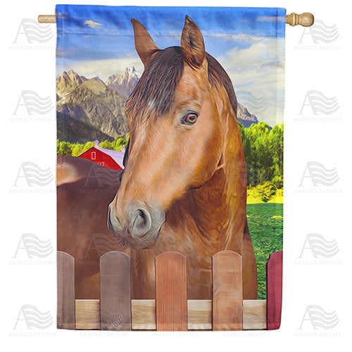 Chestnut Horse Double Sided House Flag