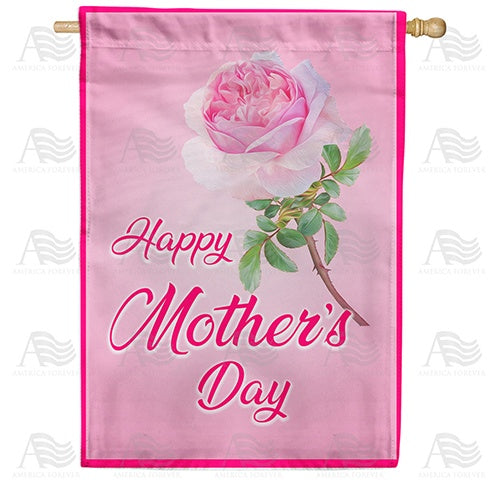 Victorian Pink Rose For Mother Double Sided House Flag