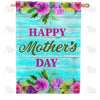 Happy Mother's Day On Blue Wood Double Sided House Flag