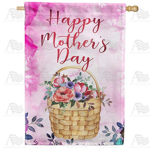 Flower Basket For Mother Double Sided House Flag