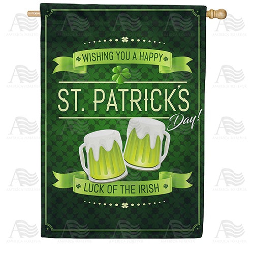Green Beer Cheers Double Sided House Flag