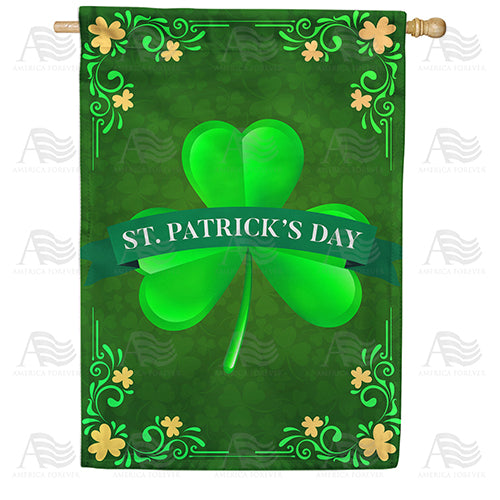 St. Patrick's Day Shamrock Double Sided House Flag