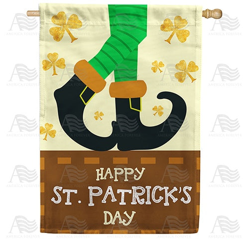 Leprechaun Buckled Shoes Double Sided House Flag