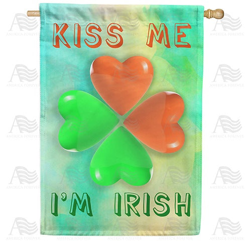 Kiss Me I'm Irish Double Sided House Flag