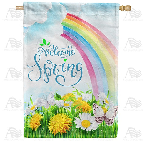April Showers Bring May Flowers Double Sided House Flag