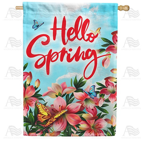 Spring Pink Lilies Double Sided House Flag