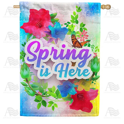 Spring Watercolor Double Sided House Flag