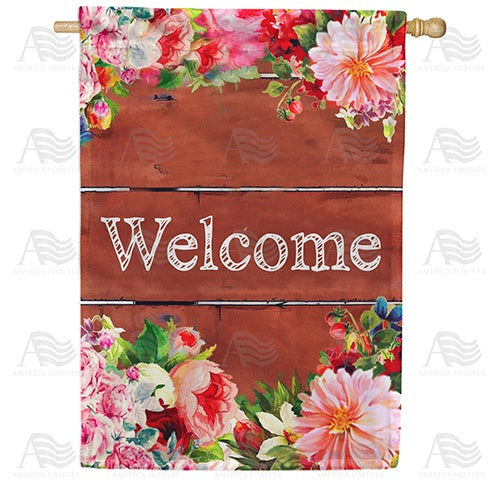 Floral Welcome Spring Double Sided House Flag