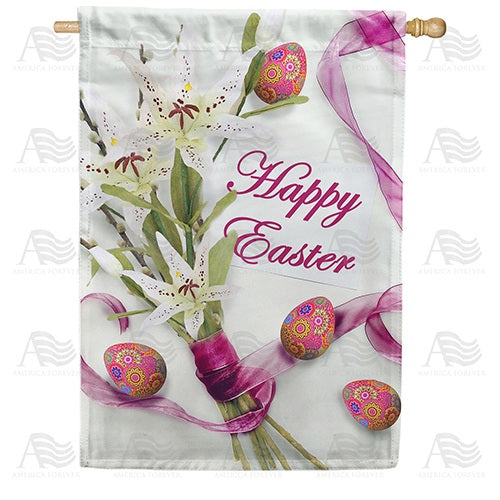 Easter Lily Bouquet Double Sided House Flag