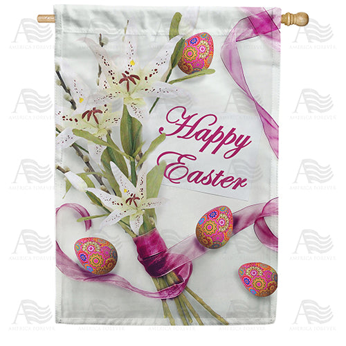 Easter Lily Bouquet Double Sided House Flag