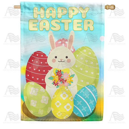 Cute Cheeky Bunny Double Sided House Flag