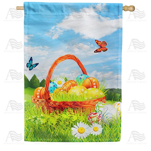 Easter Eggs Basket Double Sided House Flag