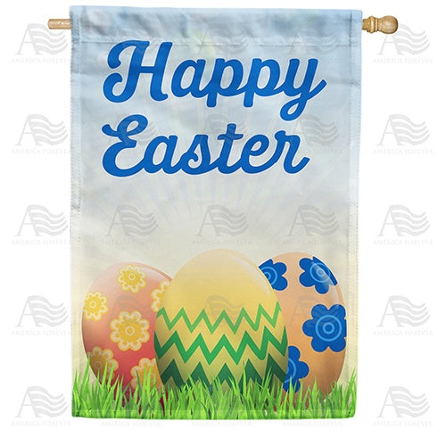 America Forever Happy Easter Eggs Double Sided House Flag