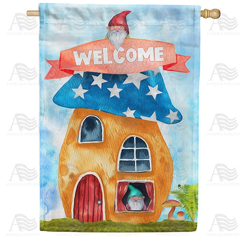 Welcome To Our Gnome Double Sided House Flag