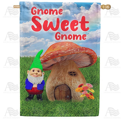 Toadstool Gnome Double Sided House Flag