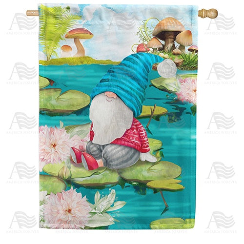 Gnome Pond Double Sided House Flag