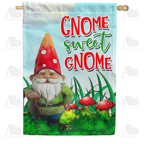 America Forever Gnome Sweet Gnome Double Sided House Flag