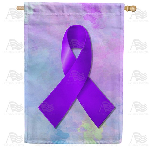 Purple Ribbon Double Sided House Flag