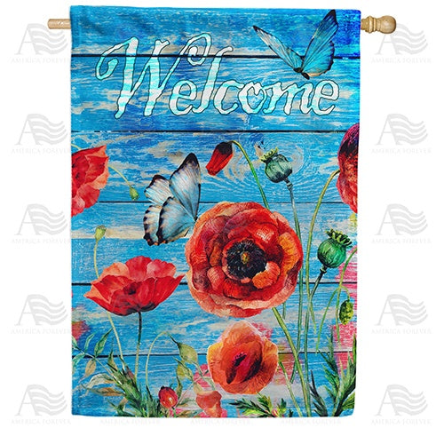 Blue Barn Blooms Double Sided House Flag