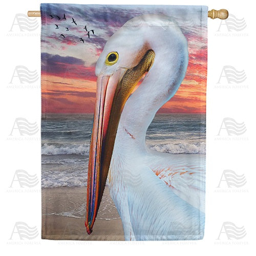 Pelican Close-Up Double Sided House Flag