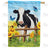 Cow And Sunflowers Double Sided House Flag