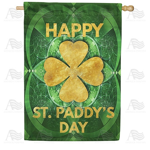 Gold Clover Medallion Double Sided House Flag