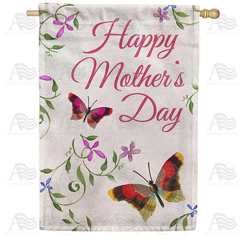 Mother's Day Butterflies Double Sided House Flag