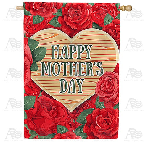 Roses for Mom Double Sided House Flag