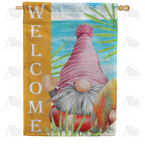 Beach Bum Gnome Double Sided House Flag