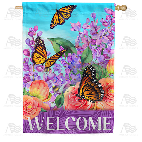 Butterflies & Lilacs Double Sided House Flag