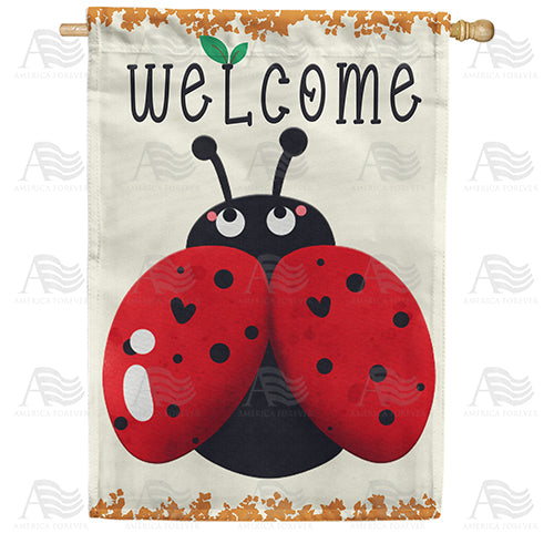 Ladybug Welcome Double Sided House Flag