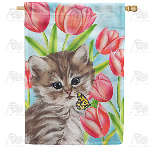 Spring Kitten Double Sided House Flag