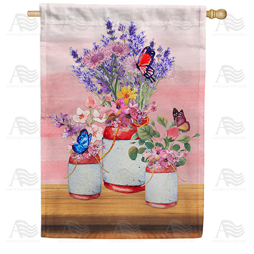 Old Jar Bouquets Double Sided House Flag