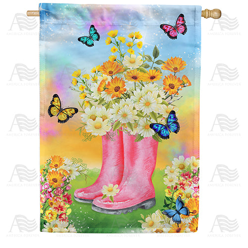 Boot Blooms Double Sided House Flag