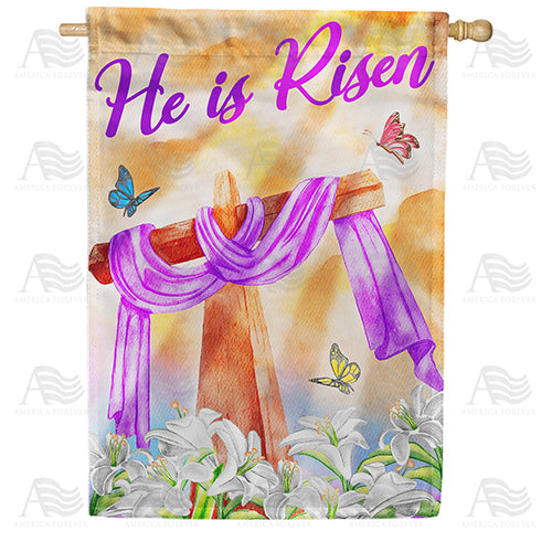 He Is Risen Above Double Sided House Flag