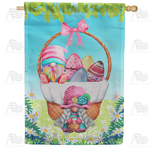 Gnome Easter Basket Double Sided House Flag