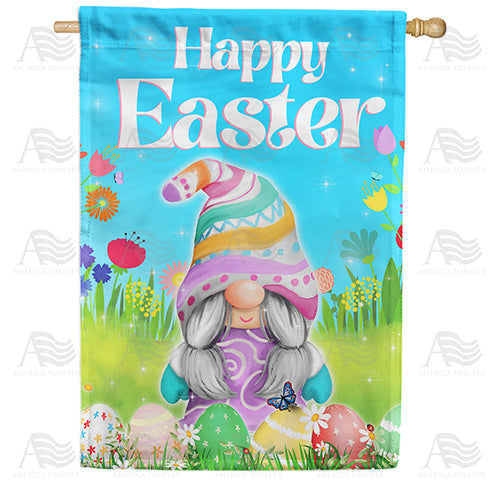 Easter Girl Gnome Double Sided House Flag
