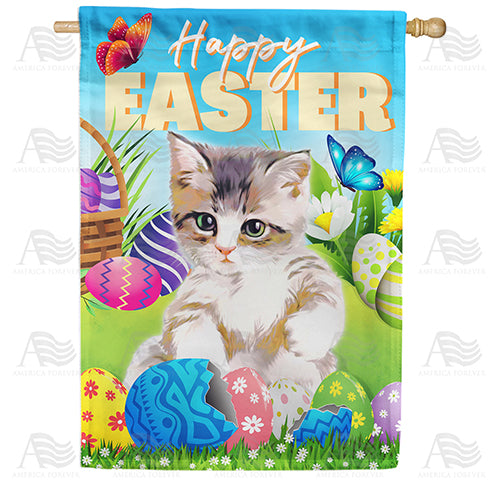 Easter Kitten Double Sided House Flag
