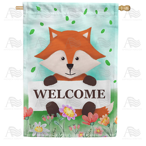 Foxy Welcome Double Sided House Flag