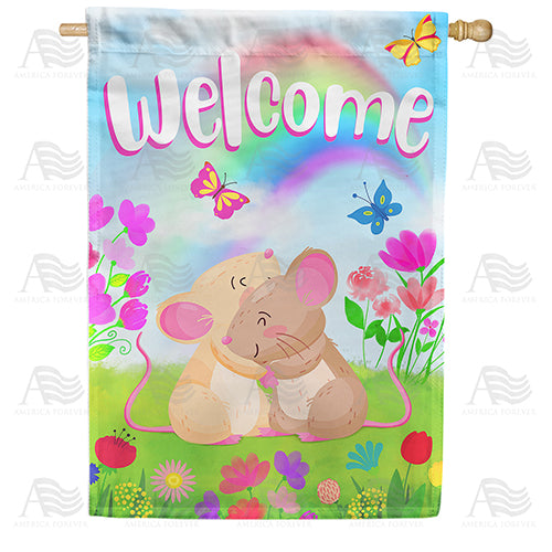 Tiny Mice, Big Love Double Sided House Flag