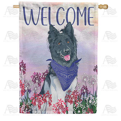 Kerchiefed Canine Double Sided House Flag