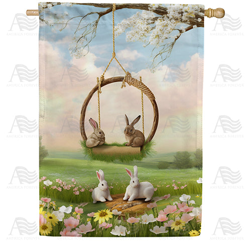Bunny Swing Double Sided House Flag