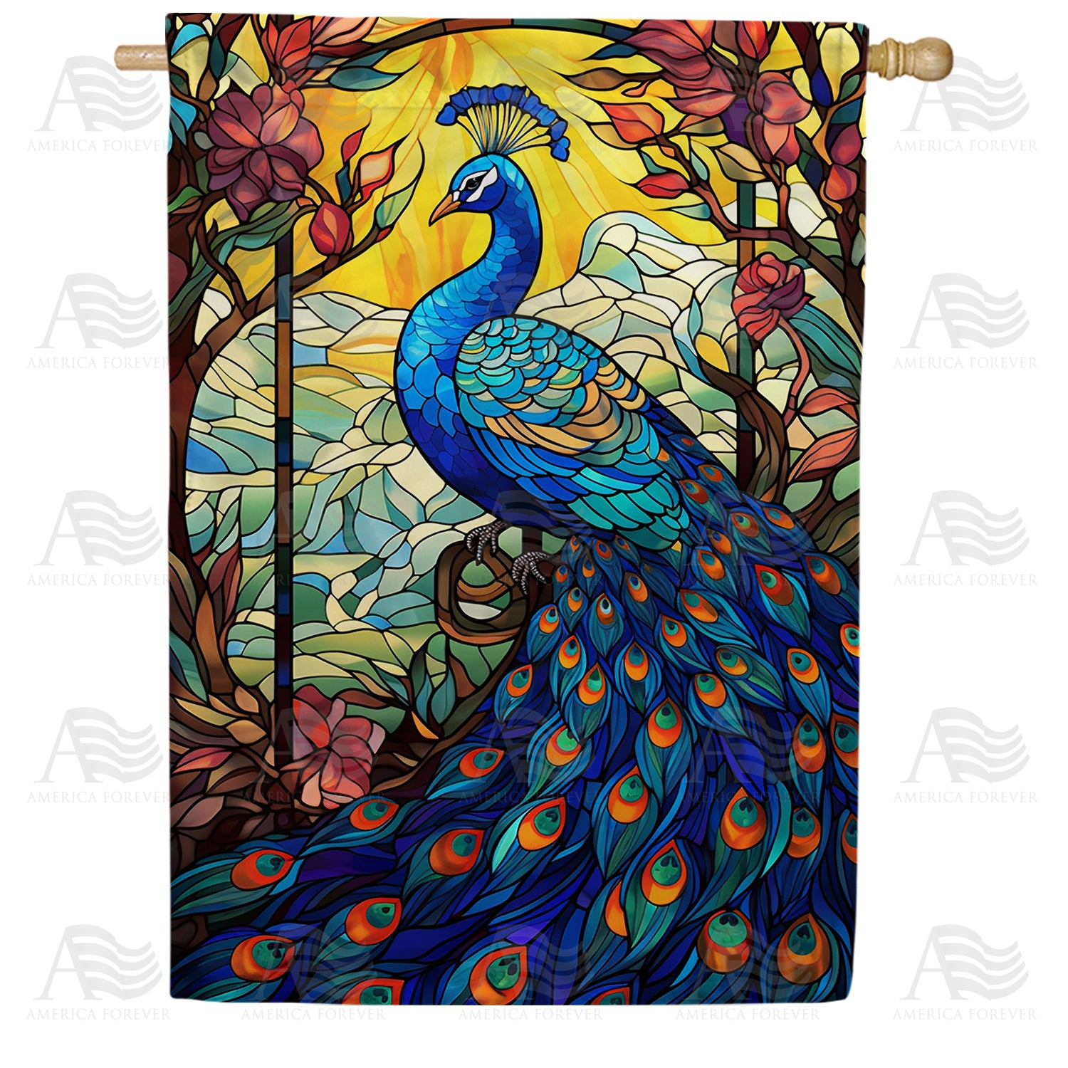 Picturesque Peacock Double Sided House Flag