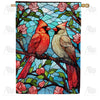 Colored Glass Cardinals Double Sided House Flag