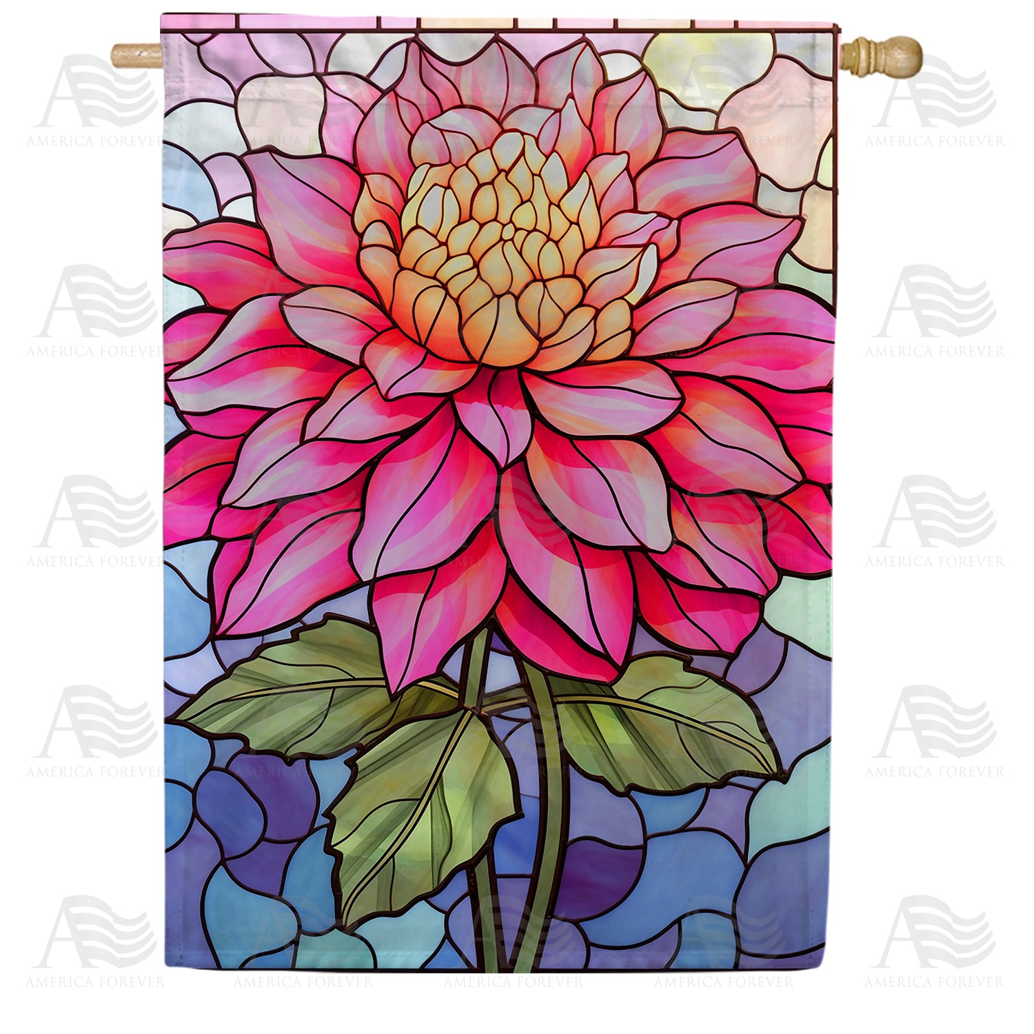 Radiant Pink Dahlia Double Sided House Flag