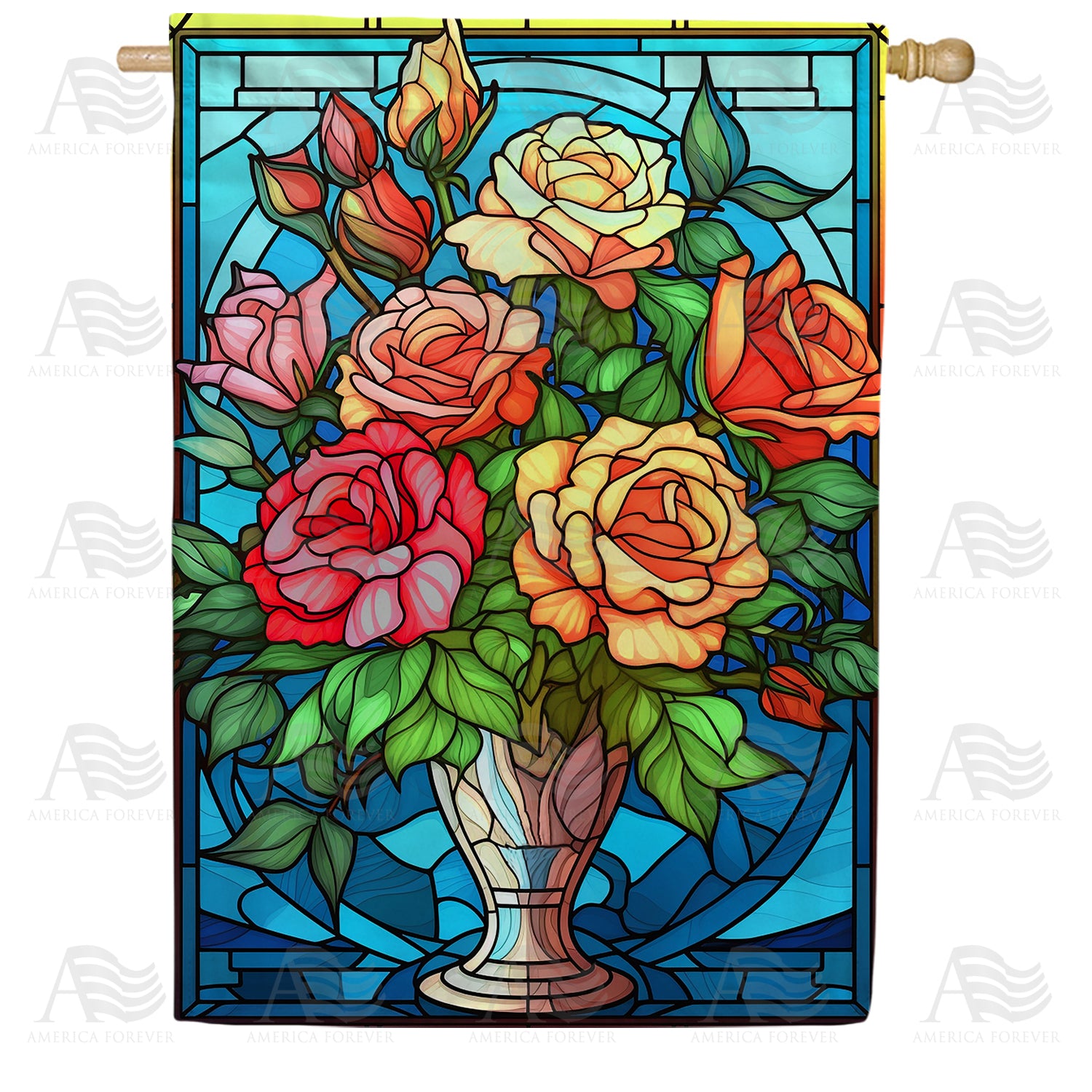 Vibrant Flower Vase Double Sided House Flag