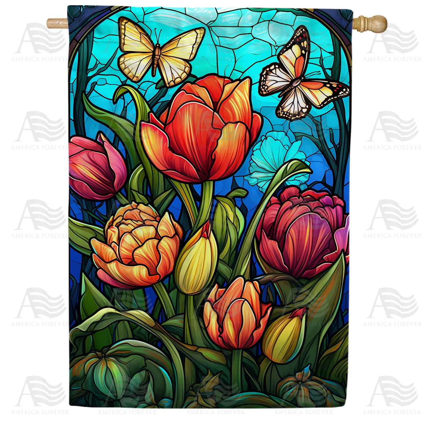 Iridescent Tulips Double Sided House Flag